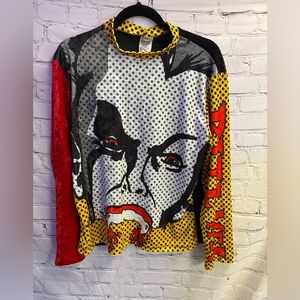 Dracula Pop Fiction Disguise Costume Velvet Long Sleeve Shirt Mens Sz 40 VTG GUC